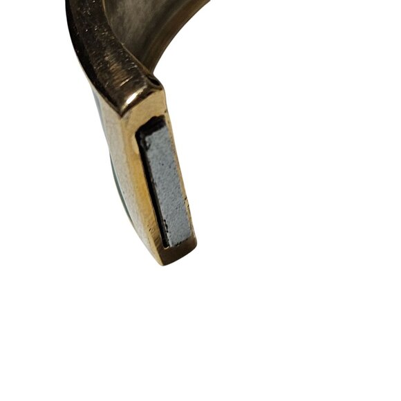 Vintage Turquoise Gold Tone Hinge Bangle Bracelet Retro 80s 90s Fashion Jewelry - Picture 5 of 6